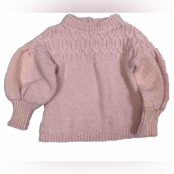 Janie and Jack Other - Janie and Jack Girls Sparkle pink puff sleeve knit sweater size 18-24 m